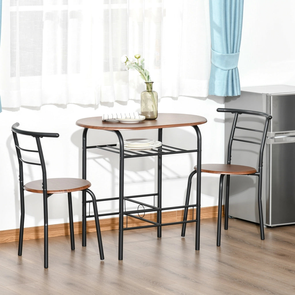 Set Tavolo da Pranzo con 2 Sedie ¨C zephmum ¨C Legno, Marrone e Nero