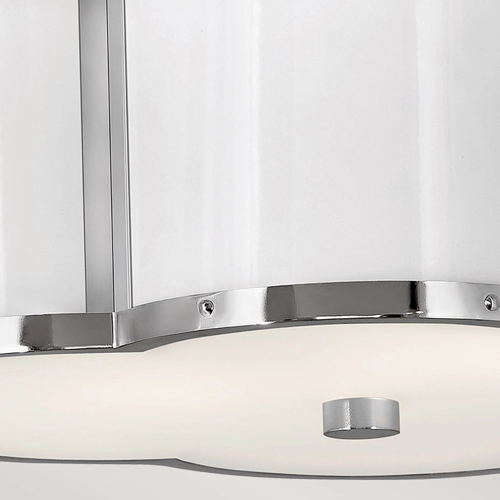 Lampada A Soffitto Contemporanea Chance Acciaio Nichel Lucido Vetro Bianco 2 Luci E27