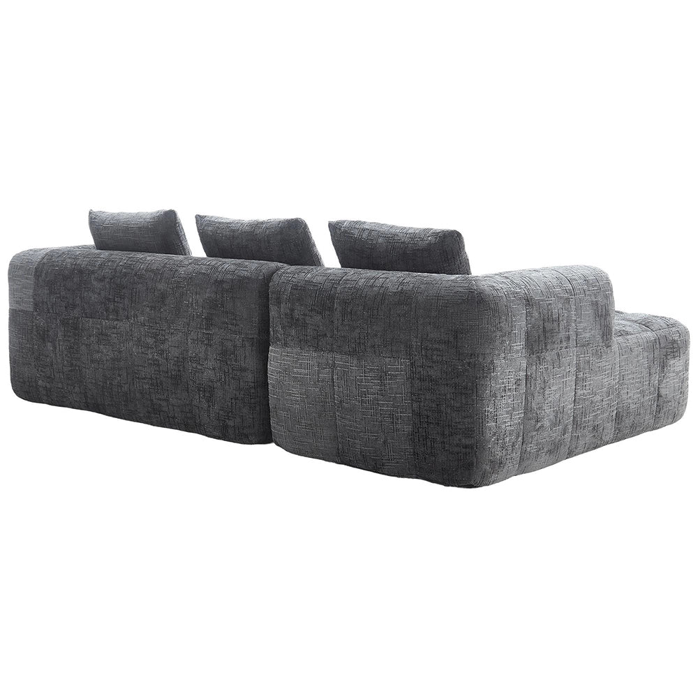 Divano angolare moderno - Xylo - 3 posti in L, chenille, grigio