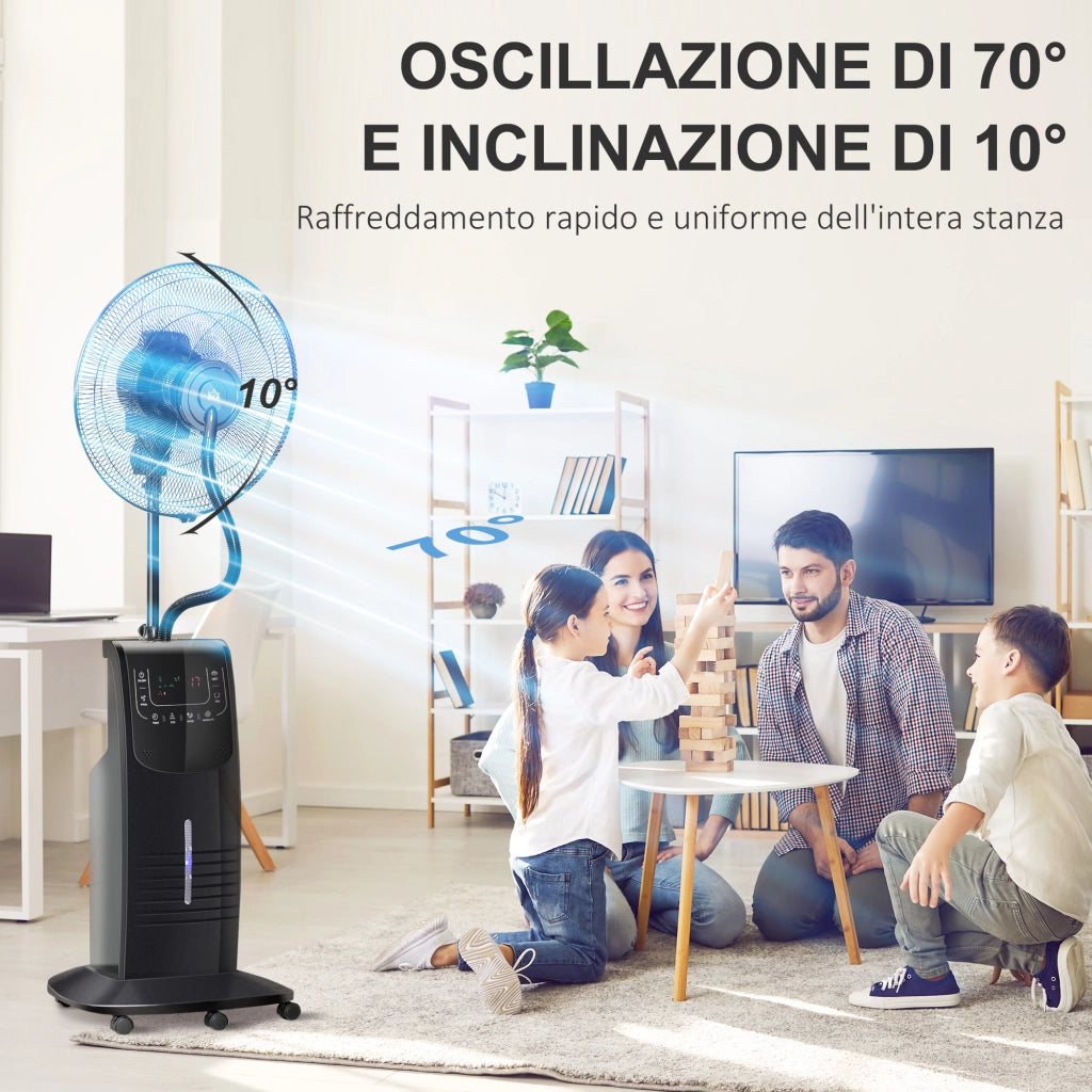 Ventilatore Nebulizzatore con Telecomando ¨C zephmum ¨C Nero 44.5x135cm 3.1L