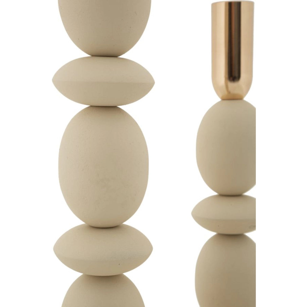 Portacandela VKH929, Beige, Acciaio, 10x10x33,5 cm
