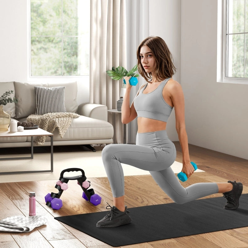Set di manubri con supporto per riporli, set di 6 manubri per allenamento fitness, 2 x 1 kg, 2 x 3 kg, 2 x 5 kg