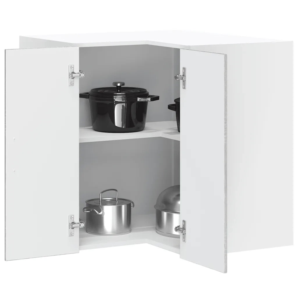Pensile da Cucina ad Angolo-Mobile Cucina da Parete Lucca Grigio Sonoma in Truciolato