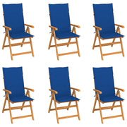 Sedie da Giardino 6 pz con Cuscini Blu Reale Massello di Teak cod mxl 7237