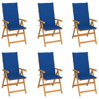 Sedie da Giardino 6 pz con Cuscini Blu Reale Massello di Teak cod mxl 7237