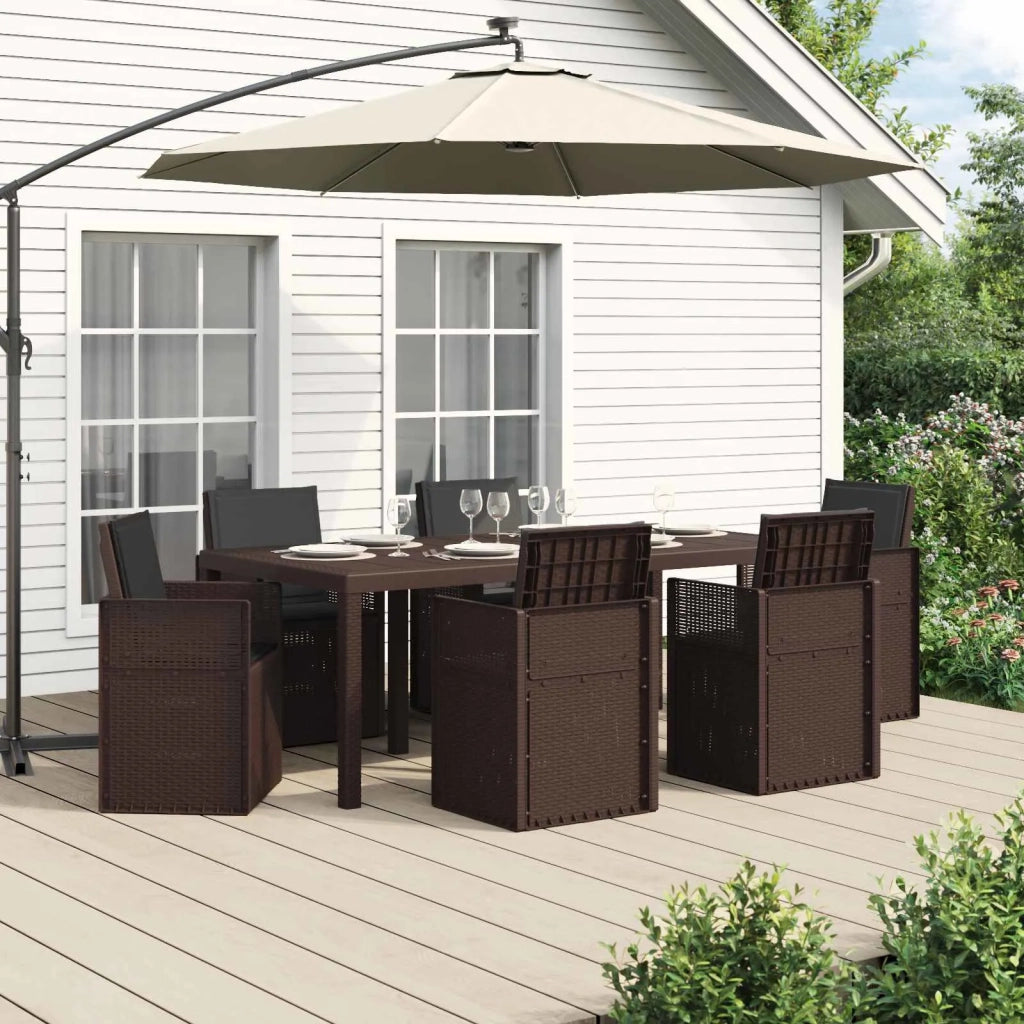Set da Pranzo per Giardino 7 pcs Marrone e Antracite PP