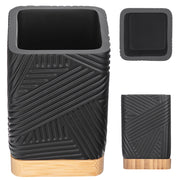 Porta spazzolini da bagno KADAX, organizer quadrato in bambù nero.
