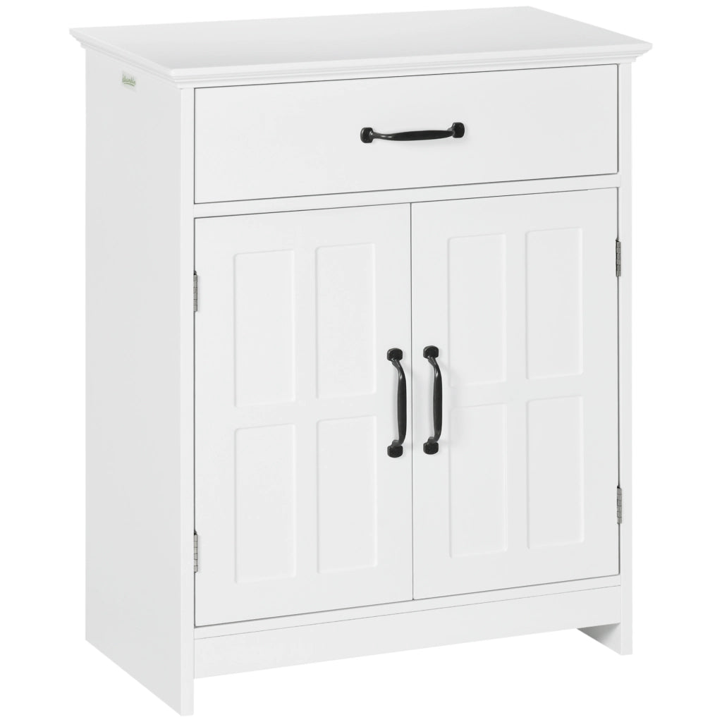 Armadietto da Bagno con Ante, Cassetto e Ripiano Regolabile ¨C Zephmum ¨C Bianco 60x30x75 cm