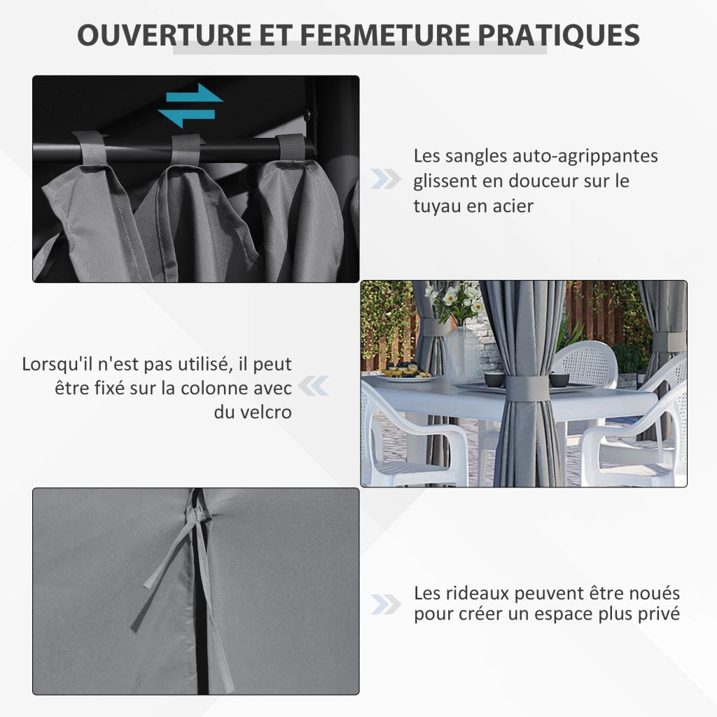 Gazebo da giardino ¨C zephmum ¨C 4x3x2.72 m grigio