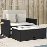 Divano da Giardino con Cuscini a 2 Posti-Sofa da Giardino-Divano da esterno Nero in Polyrattan 845048