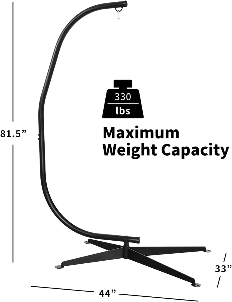 Telaio per amaca, telaio per poltrona sospesa con gancio, supporto stabile e sicuro, carico massimo 150 kg, supporto C per poltrona sospesa in interni, patio, giardino