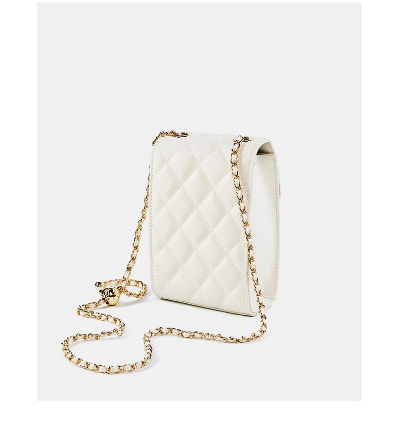 Borsa da donna in vera pelle, mini borsa per cellulare, borsa a tracolla estiva da donna, bianca