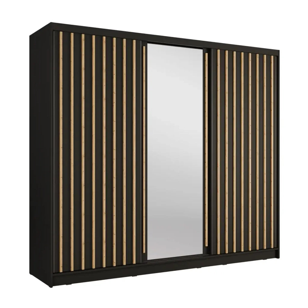 Armadio KAZU 3 porte scorrevoli con specchio grigio grafite 248 cm