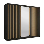 Armadio KAZU 3 porte scorrevoli con specchio grigio grafite 248 cm