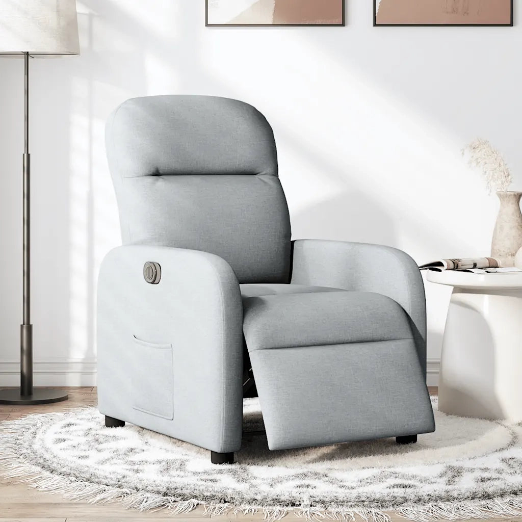 Poltrona | Sedia Relax Elettrica Reclinabile Grigio Chiaro in Tessuto