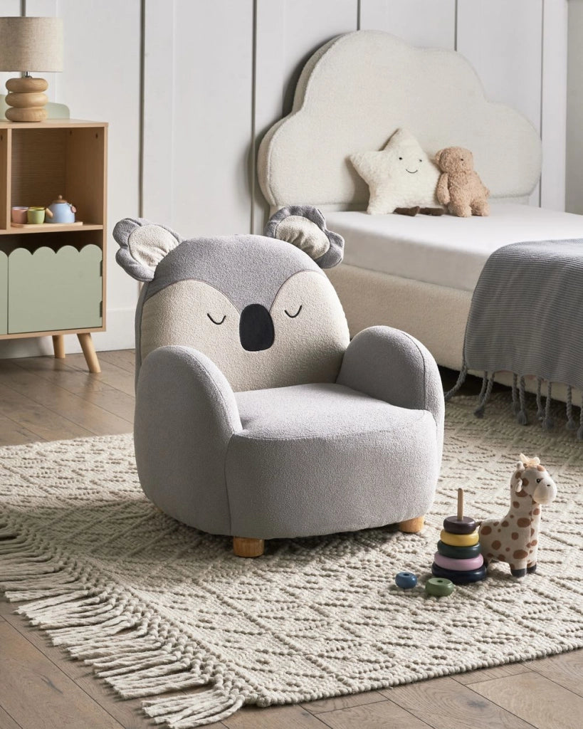 Poltrona per bambini Koala Grigio Imbottitura Sedia bassa per bambini Koala Forma di orso