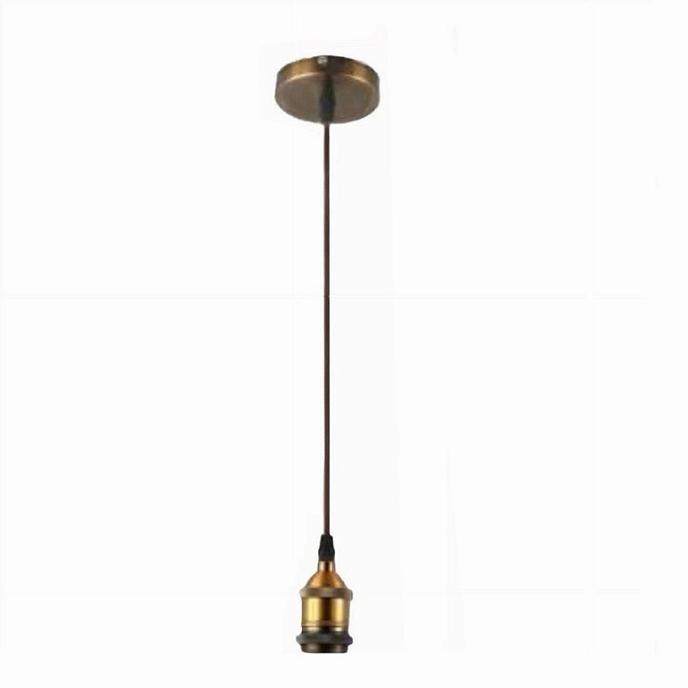 Trade Shop - Lampadario Portalampada A Sospensione Per Lampadine E27 Pendente 2 Metri E27-2m - Oro