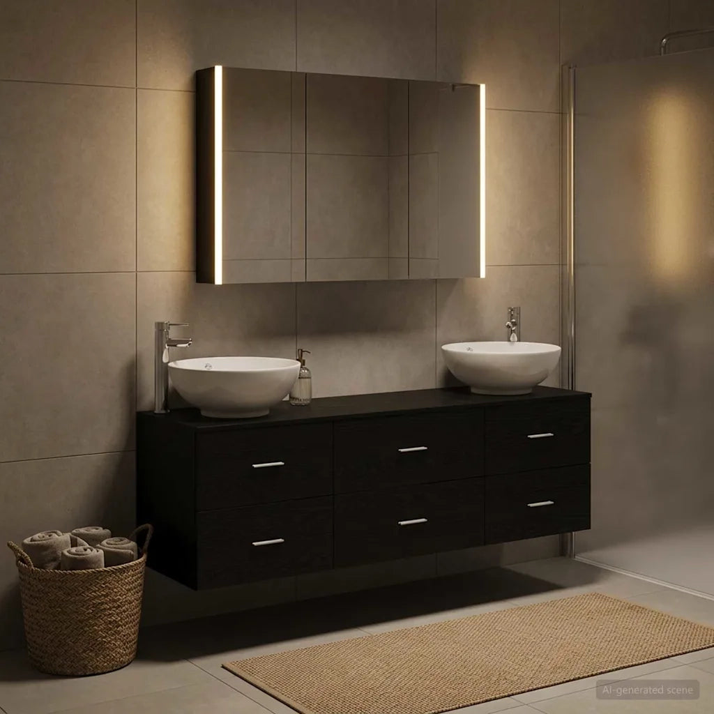 Set di mobili per il bagno 4 pcs Rovere Nero 3406944