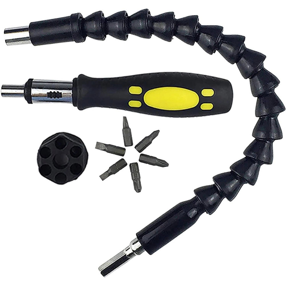 Trade Shop - Cacciavite Con Estensione Flessibile E Con Punte Di Ricambio 8 In 1 -