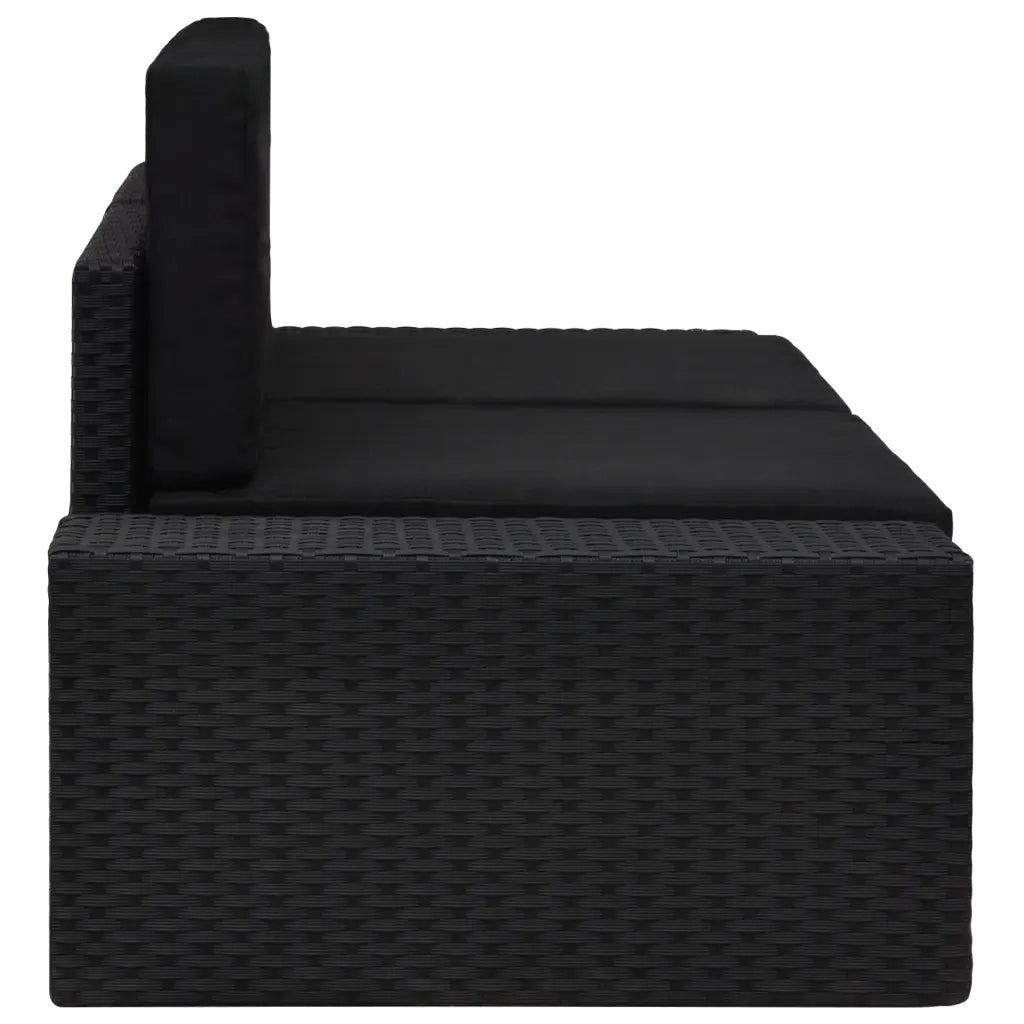Divano Modulare a 2 Posti in Polyrattan Nero cod mxl 63747