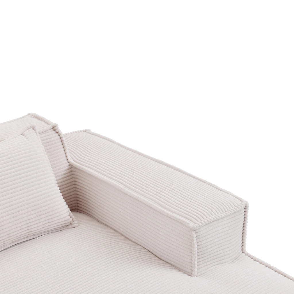 Divano compatto in poliestere con seduta elastica e 2 cuscini per piccoli spazi casa e ufficio beige 235 cm
