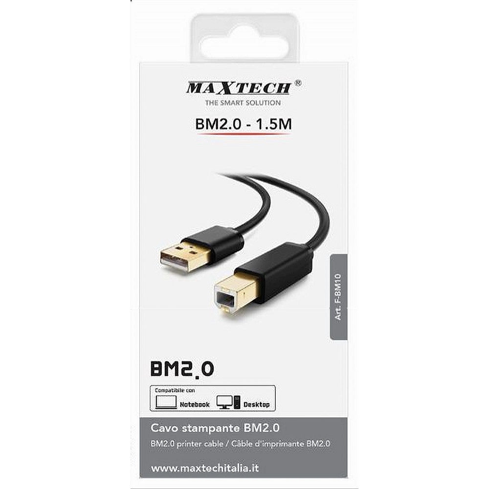 Trade Shop - Cavo F-bm10 Cavetto Per Stampante Bm2.0 Usb Da 1,5mt Compatibile Notebook Desktop -