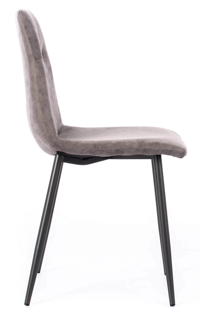 Set 4 Sedie Imbottite 49x48,5x88 cm in Similpelle Grigio Vintage