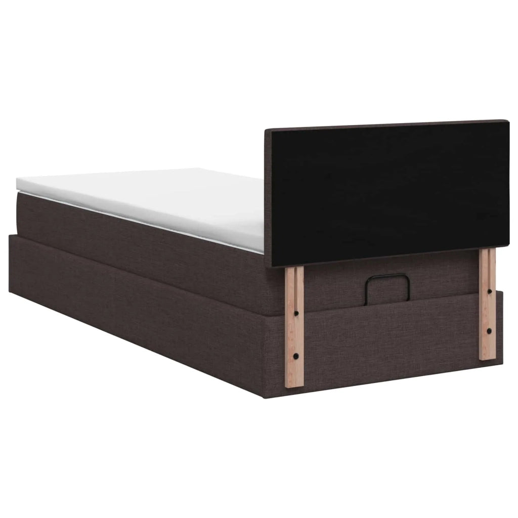 Letto ottomano con materasso Marrone Scuro 100 x 200 cm Tessuto 3456305