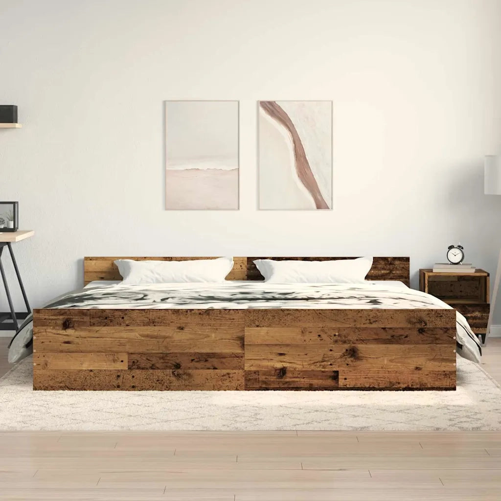 Struttura del letto-Giroletto Legno vecchio 203 x 203 x 50 cm