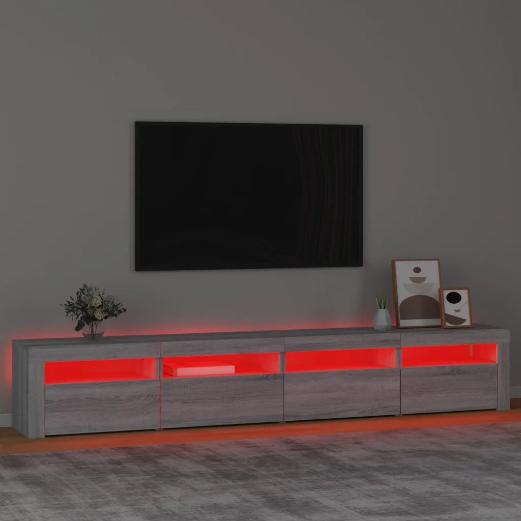 Mobile TV | Armadietto TV | Mobile Porta TV con Luci LED Grigio Sonoma 240x35x40 cm