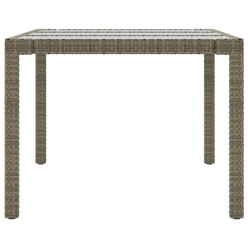 Tavolo Giardino Grigio 190x90x75 cm Vetro Temperato Polyrattan  cod mxl 34096