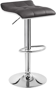 Sgabello da Cucina/Bar, Sedia da Bancone con Poggiapiedi, Altezza Regolabile, Girevole a 360°, Rivestimento in PU, Struttura in Metallo, per Cucina, Soggiorno, Bar, Caffè, Grigio