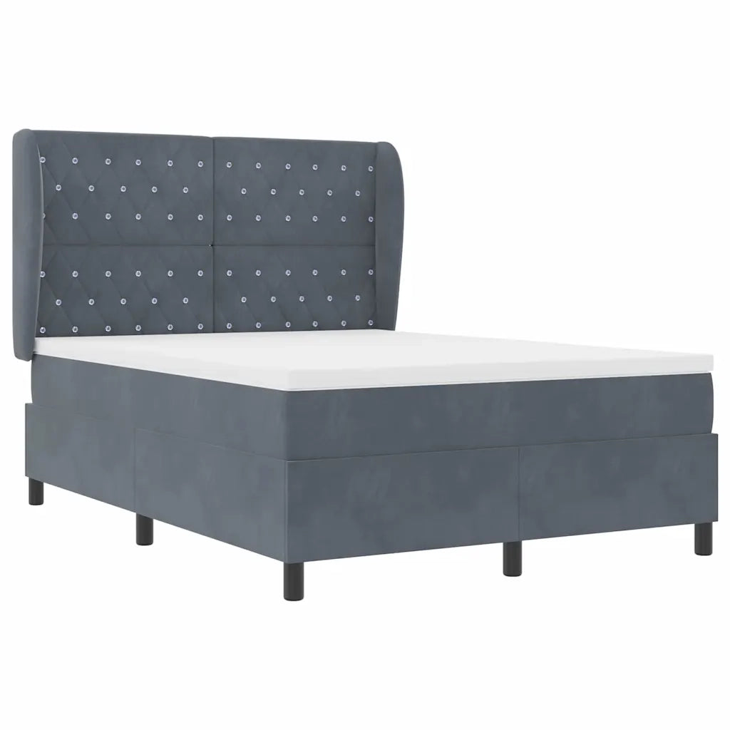 Letto a molle con materasso Grigio scuro 200 x 140 cm Velluto 3340875
