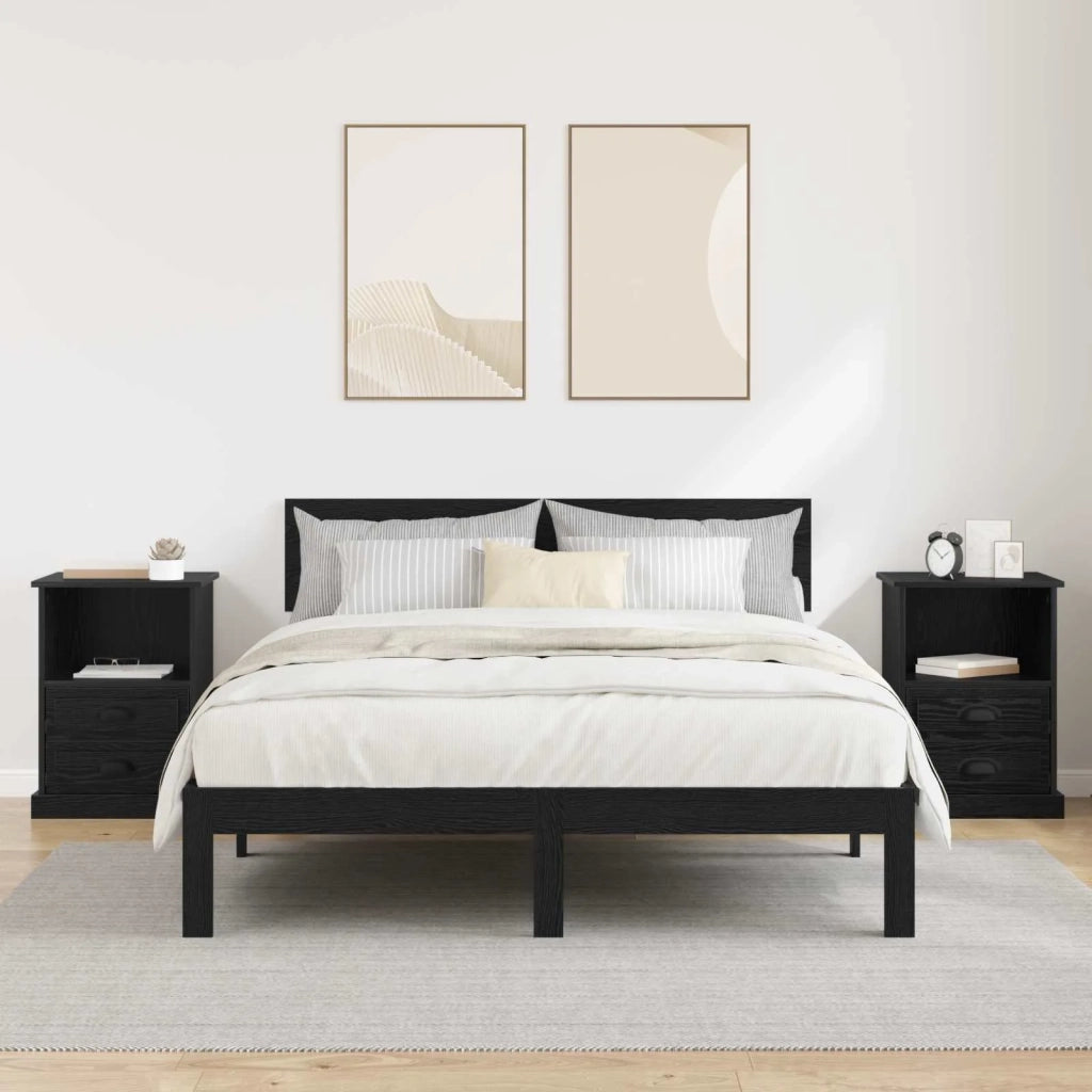 Set di 2 Comodini | Armadio da Notte | Mobiletto da notte con cassetto Rovere Nero 36 x 43 x 60 cm