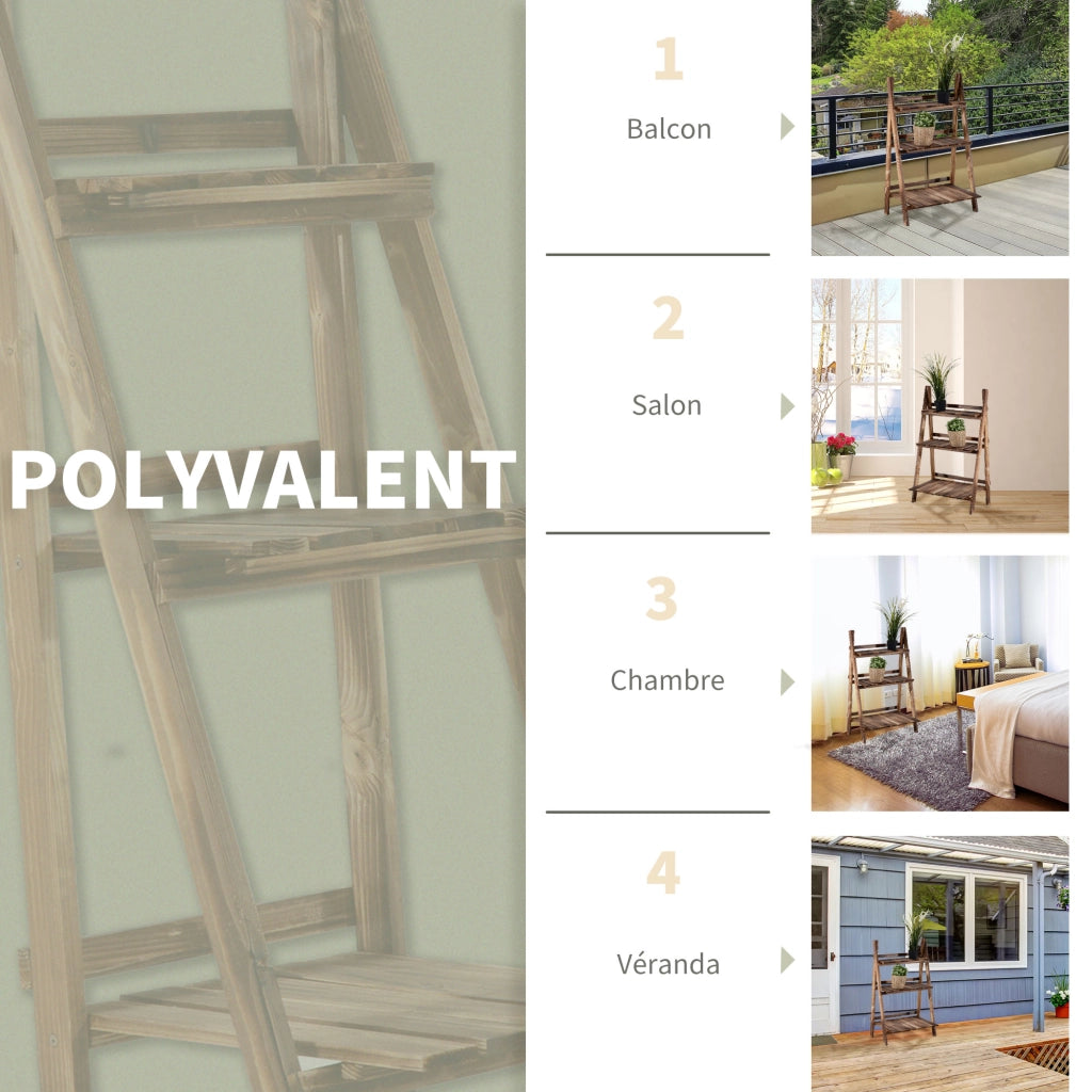 Scaffale piramidale pieghevole con 3 ripiani ¨C zephmum ¨C 60x37x93 cm marrone