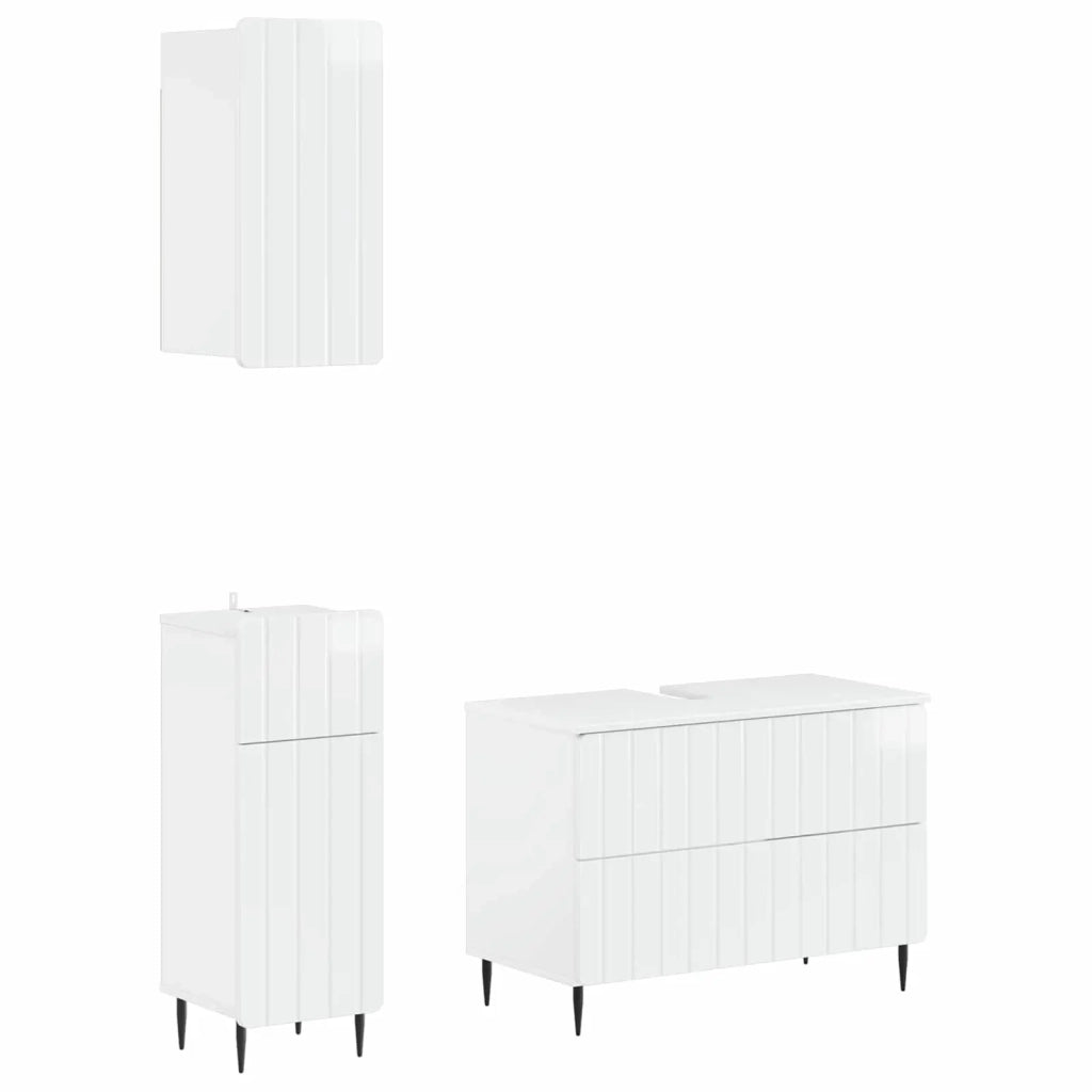 Set di armadietti da bagno in 3 pezzi ZWOLLE Bianco Lucido 3417760
