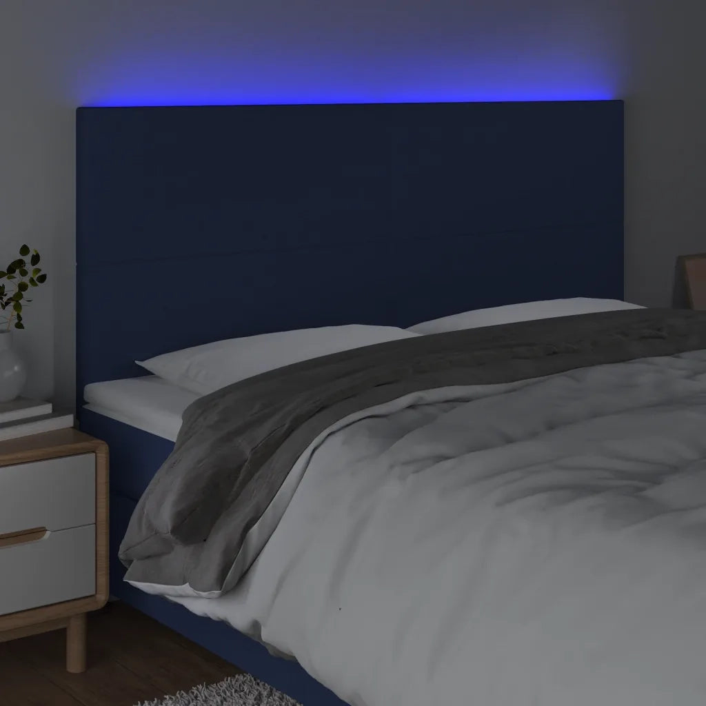 Testiera | Testata a LED Blu 180x5x118/128 cm in Tessuto