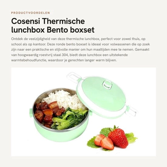 Lunchbox Termica - Stacking - Forma Circolare - Acciaio Inossidabile 304 - Contenitore Alimentare - Funzione di Riscaldamento - Per Casa/Scuola/Ufficio