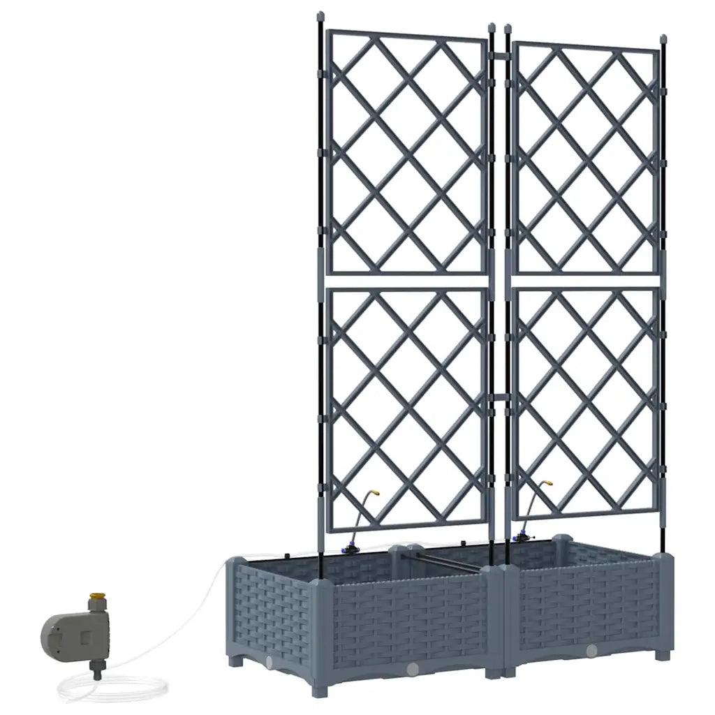 Vaso da giardino 2 pcs Grigio Chiaro Plastica 42002896