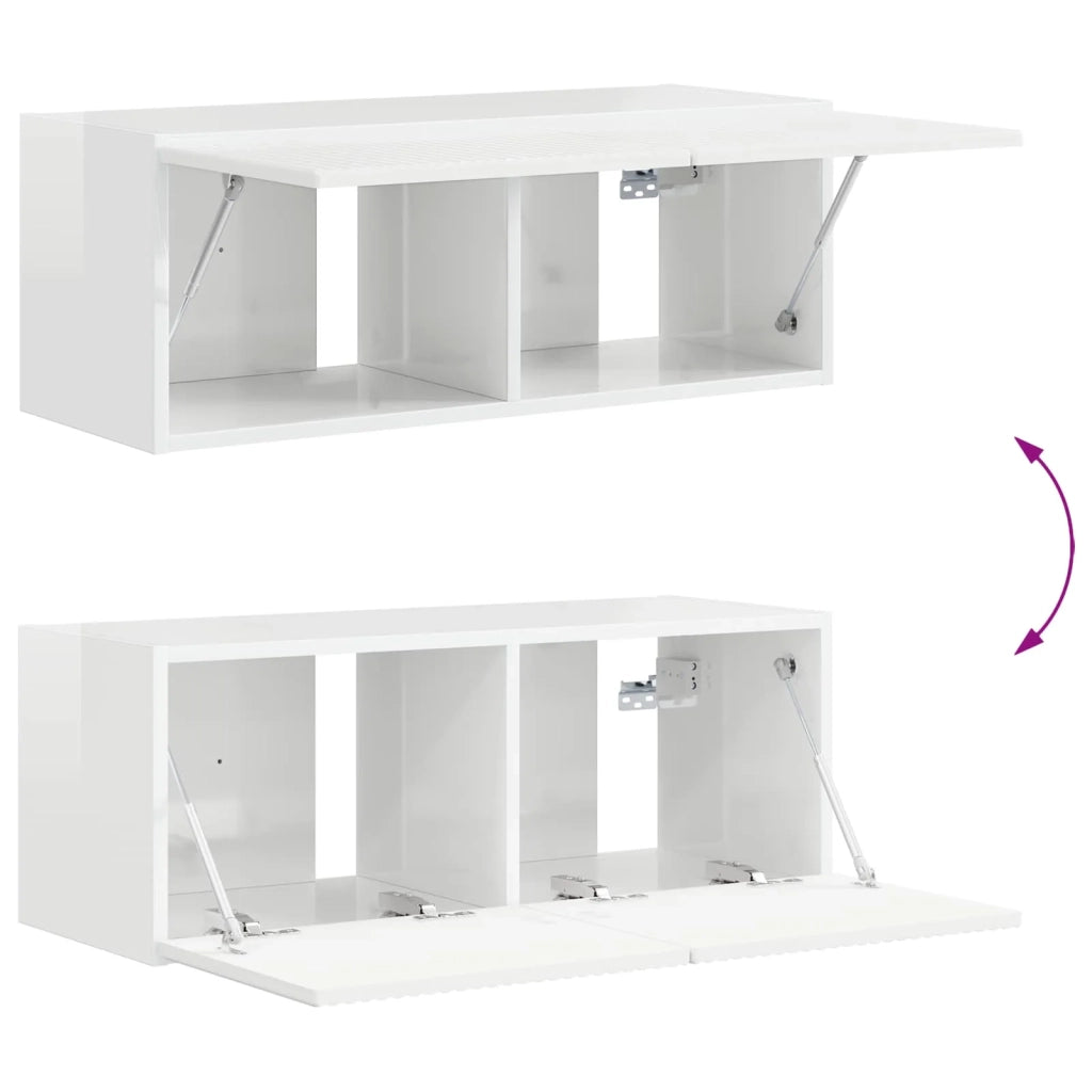 Set mobile TV 3 pcs Bianco Lucido Legno multistrato 3408992