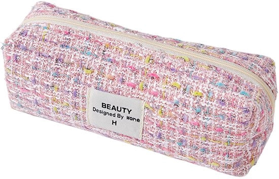 Etui con, contenitore per matite, 21 * 7 * 6,5 cm, etui con, la tasca per i disegni è piccola e carina e può essere utilizzato come borsa per trucco, borsa per denaro, borsa per chiavi (rosa)