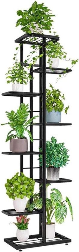 Stand per piante metallico con 8 livelli per vasi fiorali multipli - Grigio scuro/Argento
