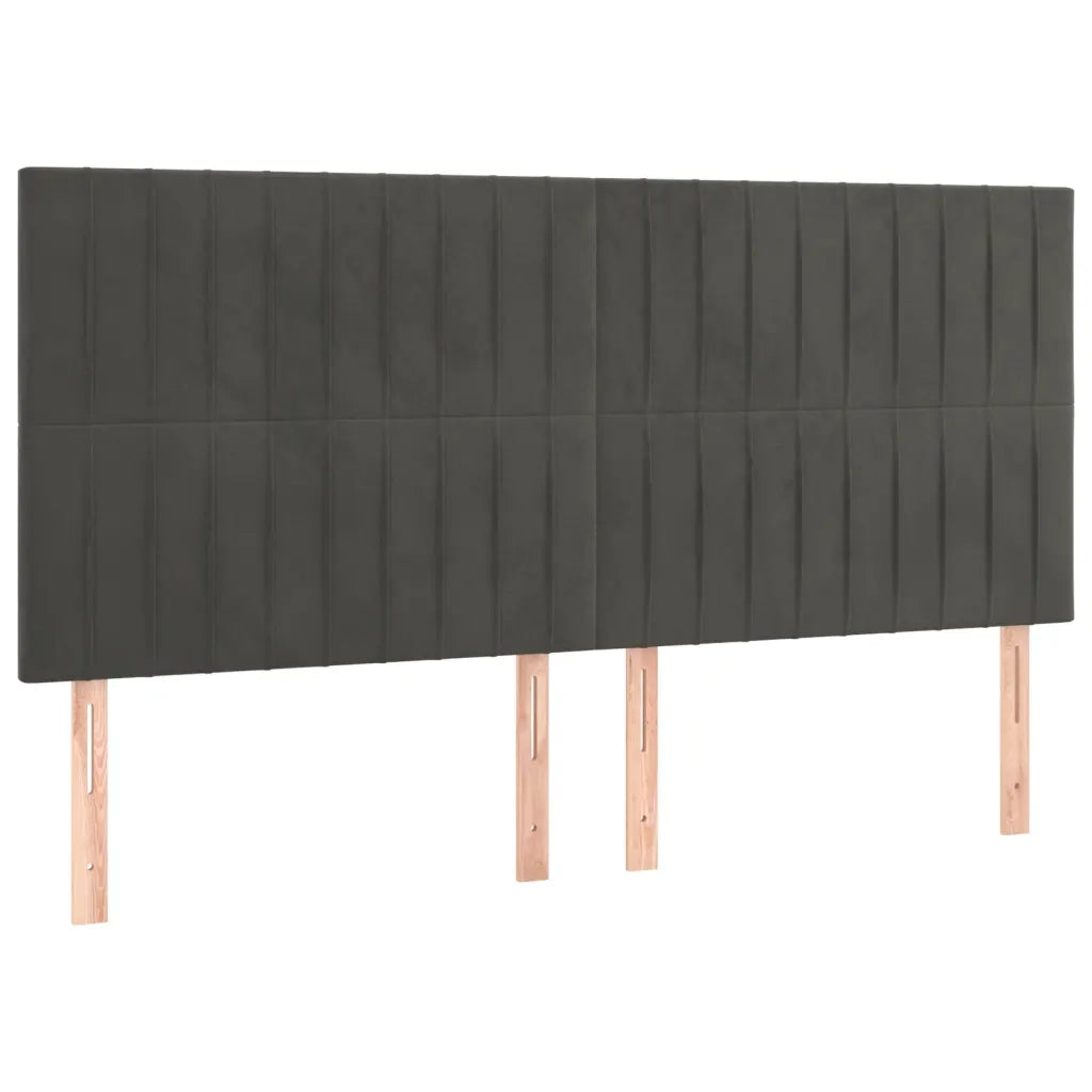 Testiera | Testata Grigio Scuro 160x5x118/128 cm Velluto