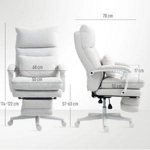 SEDIA DA UFFICIO Girevole reclinabile con poggiapiedi 68x70x114-122 cm crema