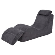 Poltrona relax con tasca laterale e cuscino removibile in velluto a coste grigio scuro