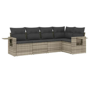 Set Divano da Giardino 5pz | Set Salotto da Giardino con Cuscini Grigio Chiaro Polyrattan
