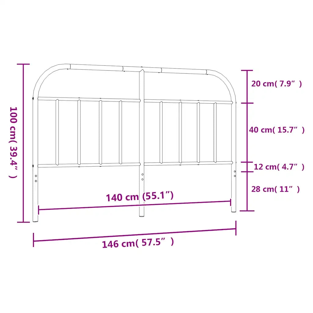 Testiera di Ricambio in Metallo Nero 140 cm 353668