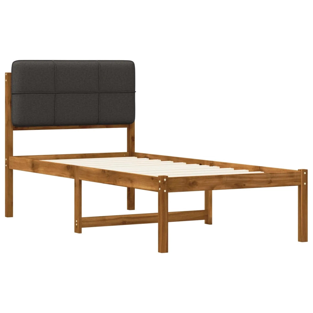 Letto con Testiera Rivestita Naturale e Grigio Scuro 904433