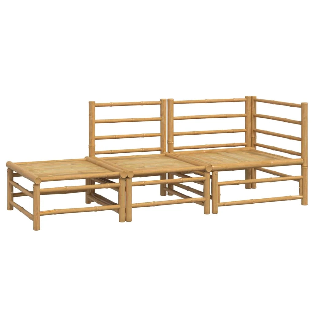 Set di mobili da giardino per esterni 3 pezzi con cuscini in bambù grigio chiaro 02_0015964