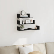 vidaXL Mensole Parete 3pz Rovere Nero in Legno Multistrato